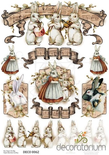 Papier ryżowy A4 zajączki, muzyka 0062 Decoratorium