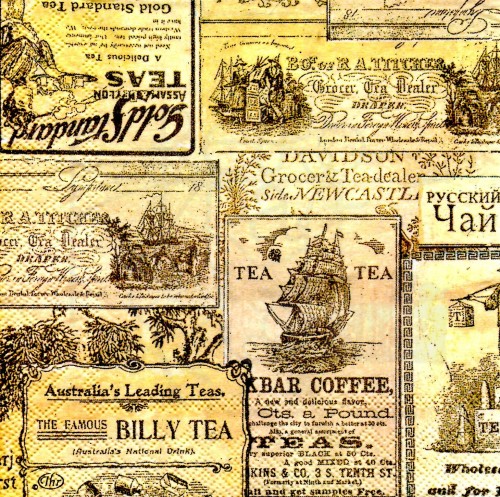 Serwetka 25x25 - Teatime, retro, etykiety, napisy IHR
