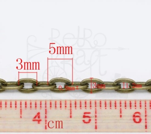 Łańcuszek metalowy 5x3mm - brąz