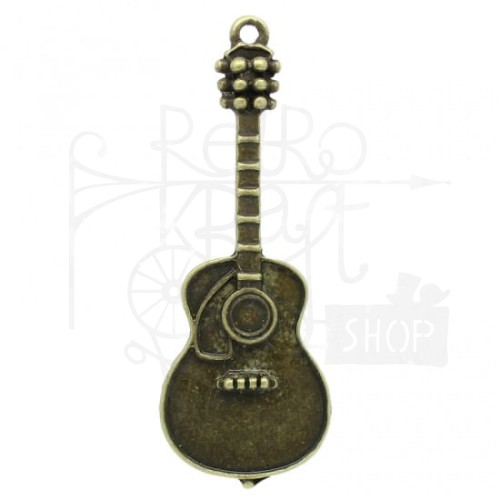 Ozdoba metalowa - gitara - antyczny brąz