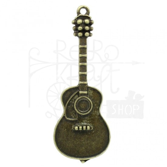 Ozdoba metalowa - gitara - antyczny brąz
