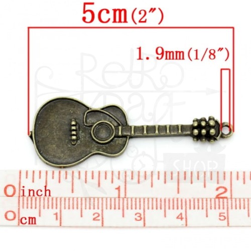 Ozdoba metalowa - gitara - antyczny brąz