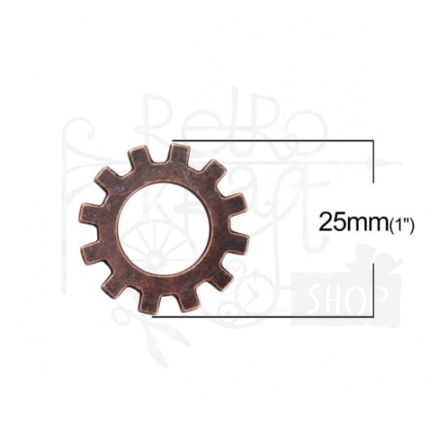 Trybik metalowy zębatka 2,5cm - wzór nr 4  - antyczna miedź