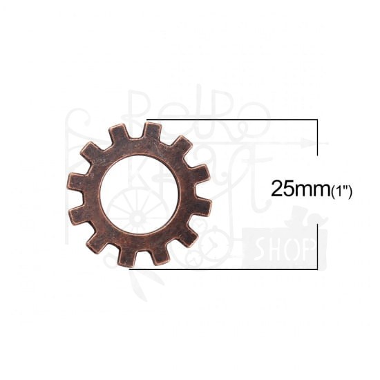 Trybik metalowy zębatka 2,5cm - wzór nr 4  - antyczna miedź