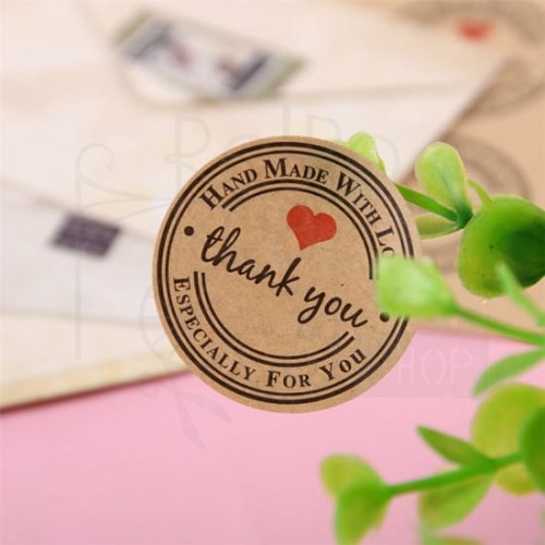 Naklejki na rolce z napisem Thank you, Hand made with love, Especially For You