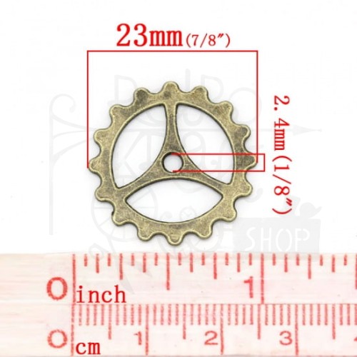 Trybik metalowy zębatka 2,4cm - wzór nr 3 - brąz