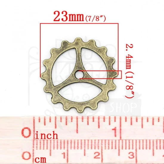 Trybik metalowy zębatka 2,4cm - wzór nr 3 - brąz
