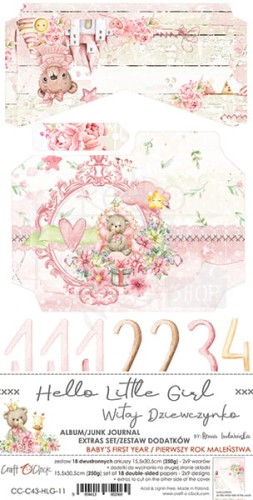 Zestaw dodatków Hello Little Girl - Junk Journal Set CC-C43-HLG-11 Craft O'Clock