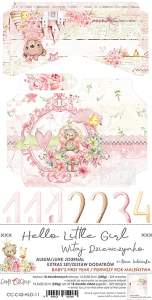 Zestaw dodatków Hello Little Girl - Junk Journal Set CC-C43-HLG-11 Craft O'Clock