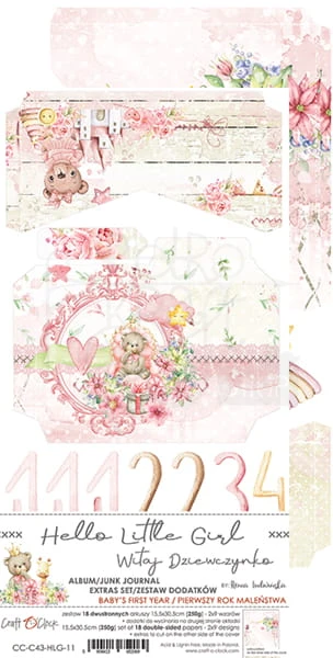 Zestaw dodatków Hello Little Girl - Junk Journal Set CC-C43-HLG-11 Craft O'Clock