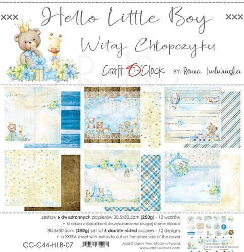 Zestaw papierów 30x30 Hello Little Boy CC-C44-HLB-07 Craft O'Clock