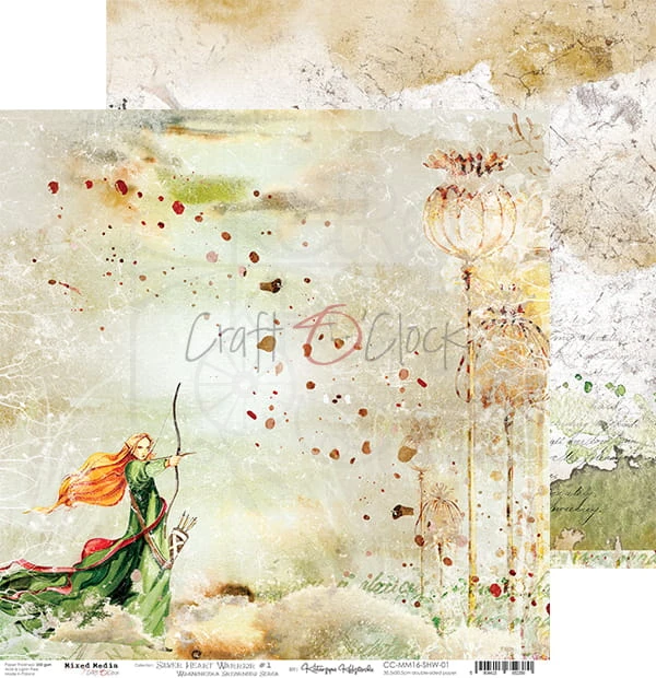 Zestaw papierów 30x30 Silver Heart Warrior CC-MM16-SHW-07 Craft O'Clock