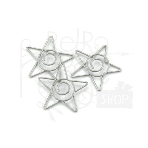 Spiralne metalowe klipsy gwiazdki (15szt)