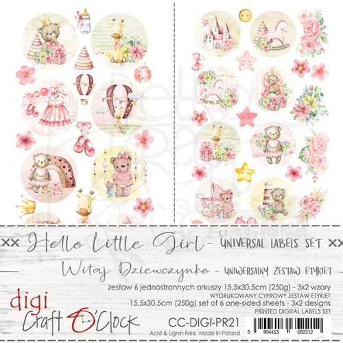Zestaw etykiet 21 - Sweets - Hello Little Girl CC-DIGI-PR21 Craft O'Clock