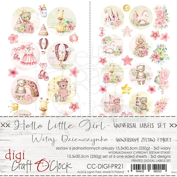 Zestaw etykiet 21 - Sweets - Hello Little Girl CC-DIGI-PR21 Craft O'Clock