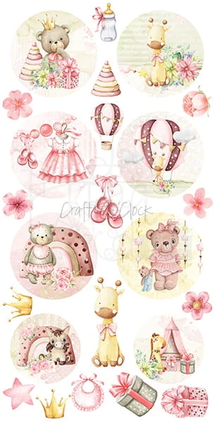 Zestaw etykiet 21 - Sweets - Hello Little Girl CC-DIGI-PR21 Craft O'Clock