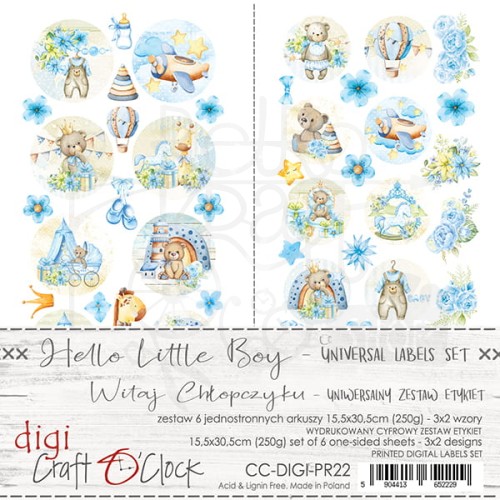 Zestaw etykiet 22 - Sweets - Hello Little Boy CC-DIGI-PR22 Craft O'Clock