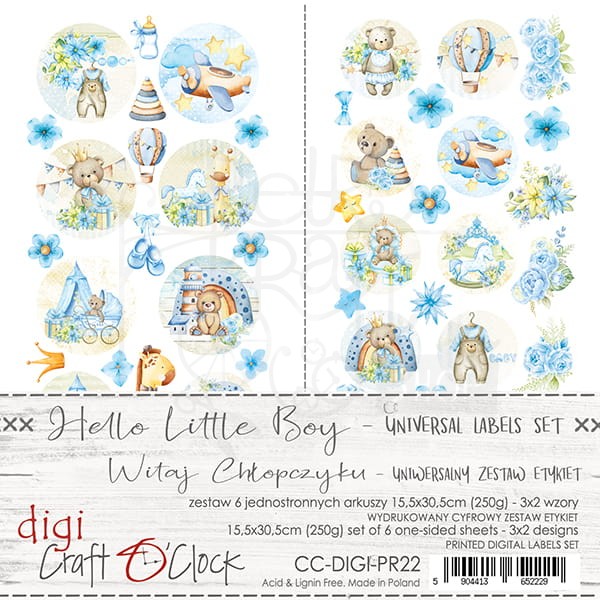 Zestaw etykiet 22 - Sweets - Hello Little Boy CC-DIGI-PR22 Craft O'Clock