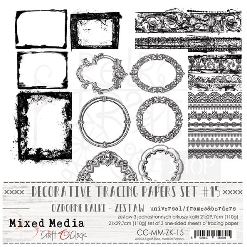 Ozdobne kalki zestaw 21,0x29,7cm Frame Borders CC-MM-ZK-15 Craft O'Clock