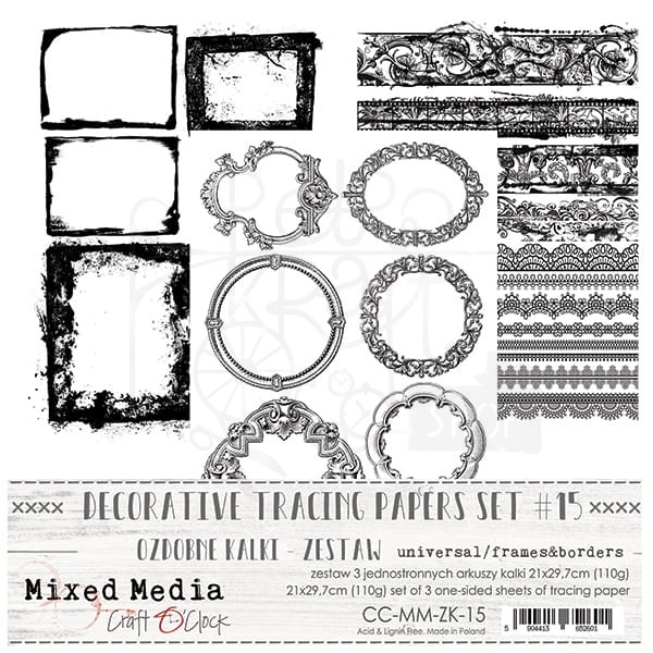 Ozdobne kalki zestaw 21,0x29,7cm Frame Borders CC-MM-ZK-15 Craft O'Clock