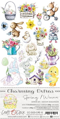Zestaw dodatków do wycięcia 10 15,5x30,5cm Charming extras - Spring CC-DOD-CHE-10 Craft O'Clock