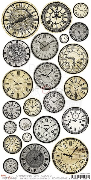 Arkusz tekturek Cardboard Die-Cuts - 15,5x30,5cm Zegary 1 CC-BC-CB-01 Craft O'Clock