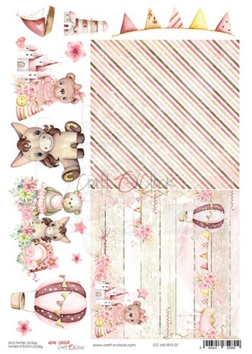 Papier ryżowy A4 Home Decor 07 Hello Little Girl paski CC-HD-RYZ-07 Craft O'Clock