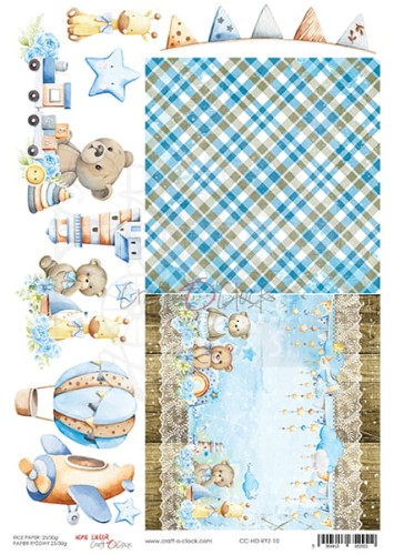 Papier ryżowy A4 Home Decor 10 Hello Little Boy kratka CC-HD-RYZ-10 Craft O'Clock
