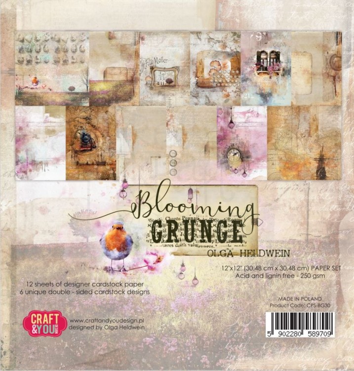 Zestaw papierów 30x30 Blooming Grunge CPS-BG30 Craft&amp;You Design