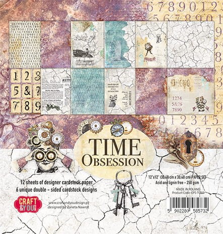 Papier 30x30 arkusz dodatków do wycięcia Time Obsession 07 CPS-TO30 Craft&amp;You Design