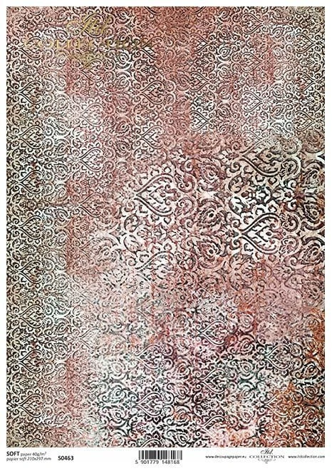 Papier decoupage SOFT A4 Beton i rdza - Tło tapeta mandala orient ornamenty S0463 ITD Collection