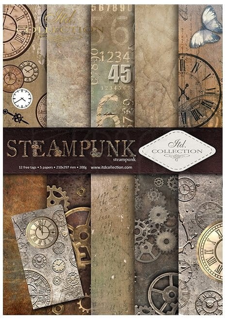 Zestaw papierów A4 Steampunk SCRAP-043 ITD Collection