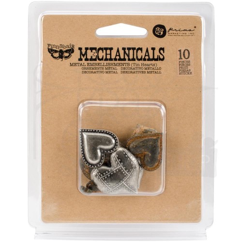Ozdoby metalowe serca Finnabair Mechanicals Metal Embellishments Tin Hearts 963361 Prima 1