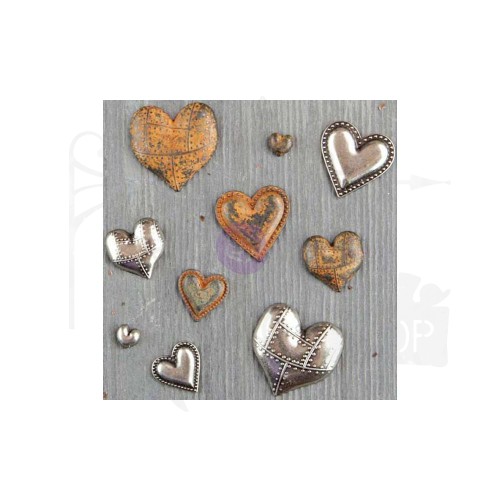 Ozdoby metalowe serca Finnabair Mechanicals Metal Embellishments Tin Hearts 963361 Prima 2