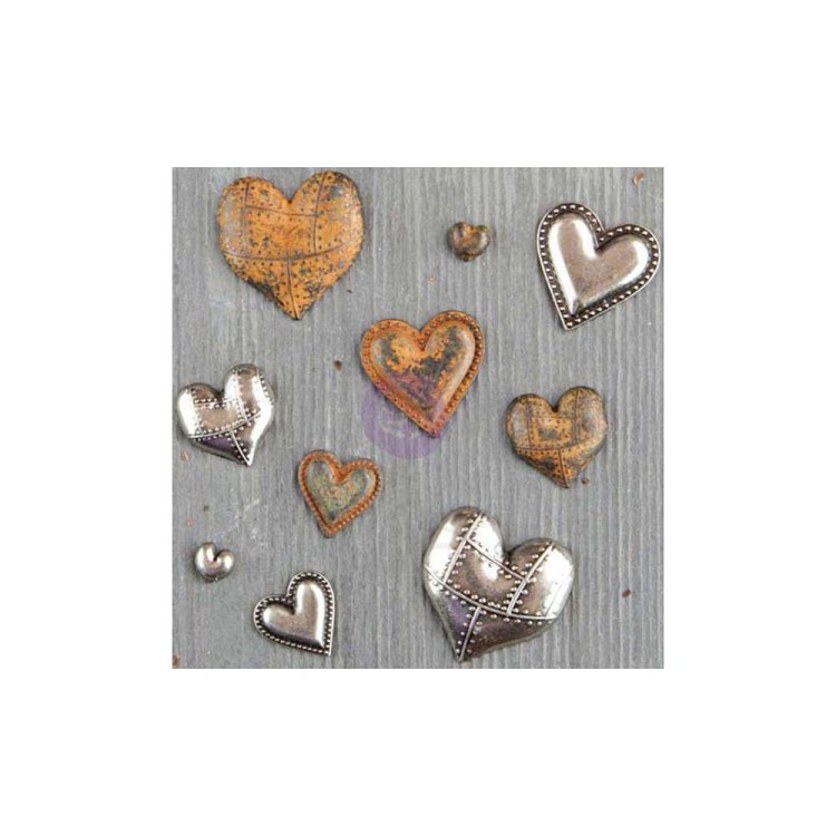 Ozdoby metalowe serca Finnabair Mechanicals Metal Embellishments Tin Hearts 963361 Prima 2