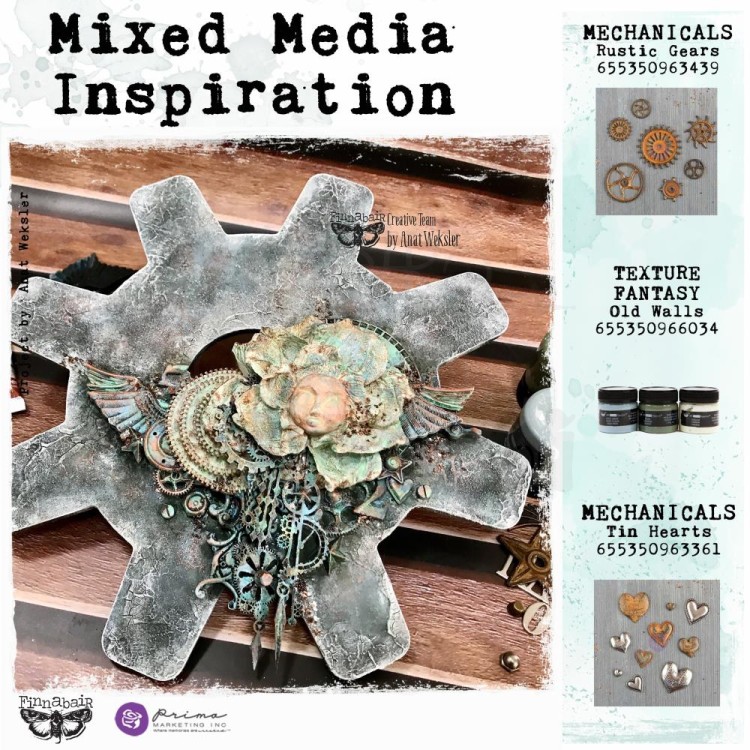 Ozdoby metalowe serca Finnabair Mechanicals Metal Embellishments Tin Hearts 963361 Prima 3
