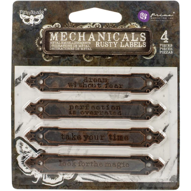 Finnabair Mechanicals Metal Embellishments - Rusty Labels 967710 Prima 1
