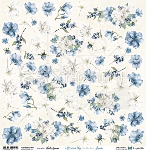 Papier 30x30 Afternoon Sky Flowers elementy do wycinania AS-14 ScrapAndMe
