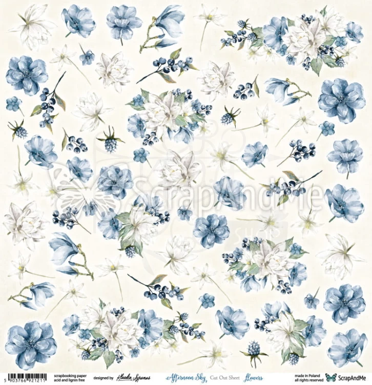 Papier 30x30 Afternoon Sky Flowers elementy do wycinania AS-14 ScrapAndMe