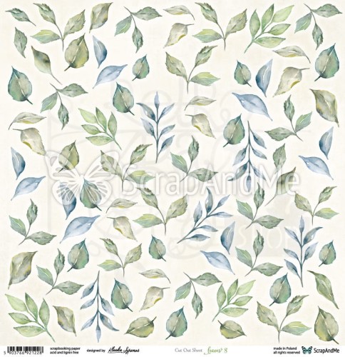 Papier 30x30 Leaves 8 elementy do wycinania AS-15 ScrapAndMe