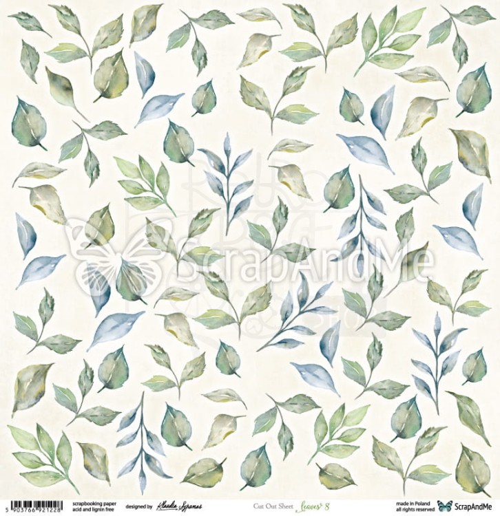 Papier 30x30 Leaves 8 elementy do wycinania AS-15 ScrapAndMe