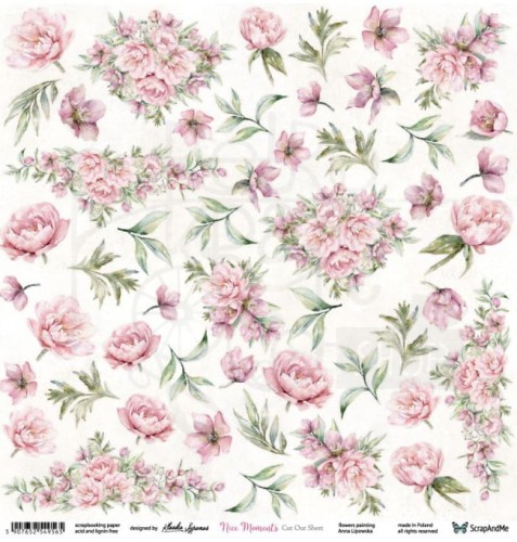 Papier 30x30 Nice Moments Flowers - arkusz do wycinania NM-13 ScrapAndMe