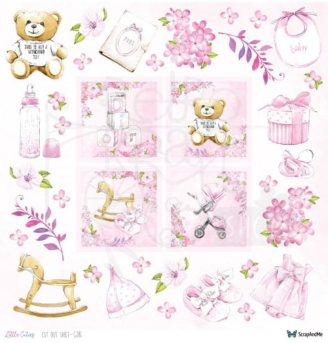 Papier 30x30 Little Cuties - arkusz dziewczęcy do wycinania LCAD-14 ScrapAndMe