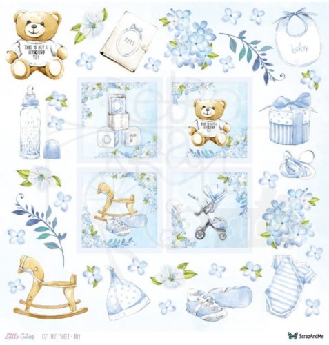 Papier 30x30 Little Cuties - arkusz chłopięcy do wycinania LCAC-15 ScrapAndMe
