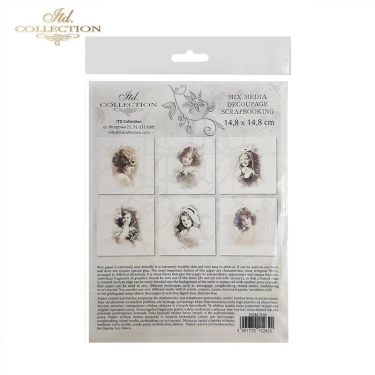 Zestaw papierów ryżowych mini Dzieci w stylu retro RSM016 ITD Collection 2