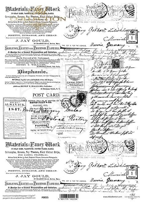 Pergamin do scrapbookingu A4 Sekrety-wehikuł czasu - stare pismo, gazeta P0055 ITD Collection
