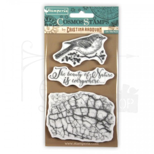 Stempel kauczukowy Cosmos Stamps ptaszek WTKCCR02 Stamperia