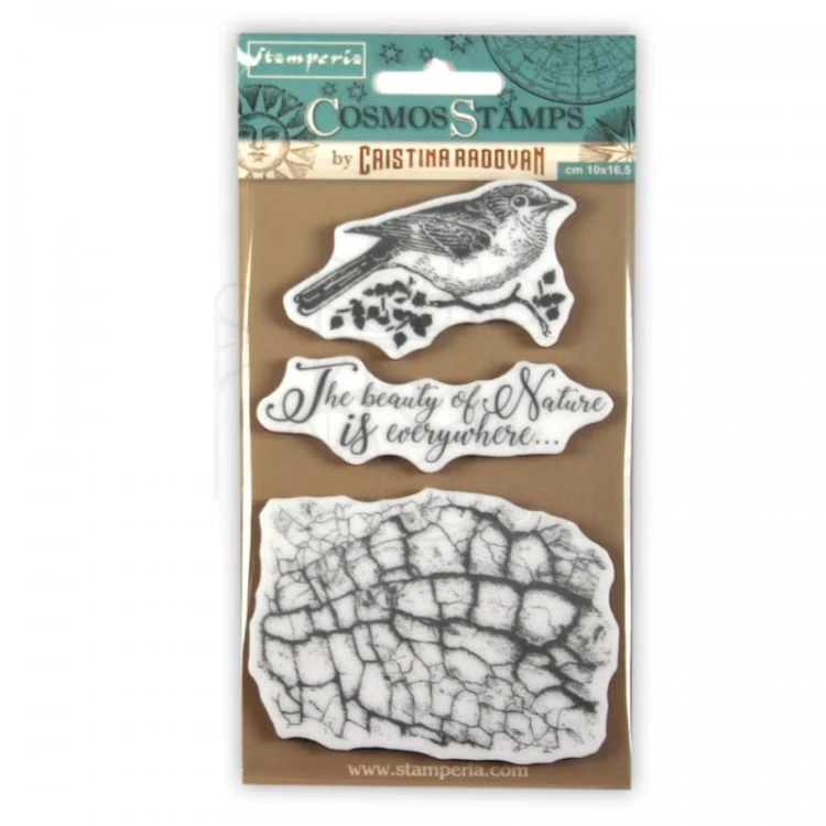 Stempel kauczukowy Cosmos Stamps ptaszek WTKCCR02 Stamperia