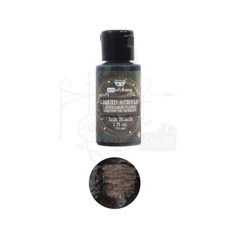 Farba Liquid Acrylic Ink Black 30ml Finnabair 967345 Prima 1