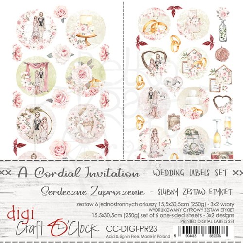 Zestaw etykiet - 23 - A Cordial Invitation Zestaw ślubny CC-DIGI-PR23 Craft O'Clock 1